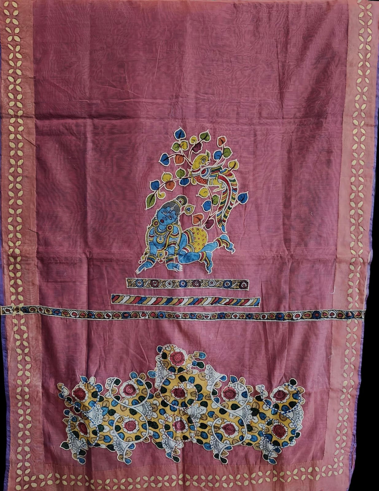 Exquisite Chanderi Saree with Pen Kalamkari and Barmer Work