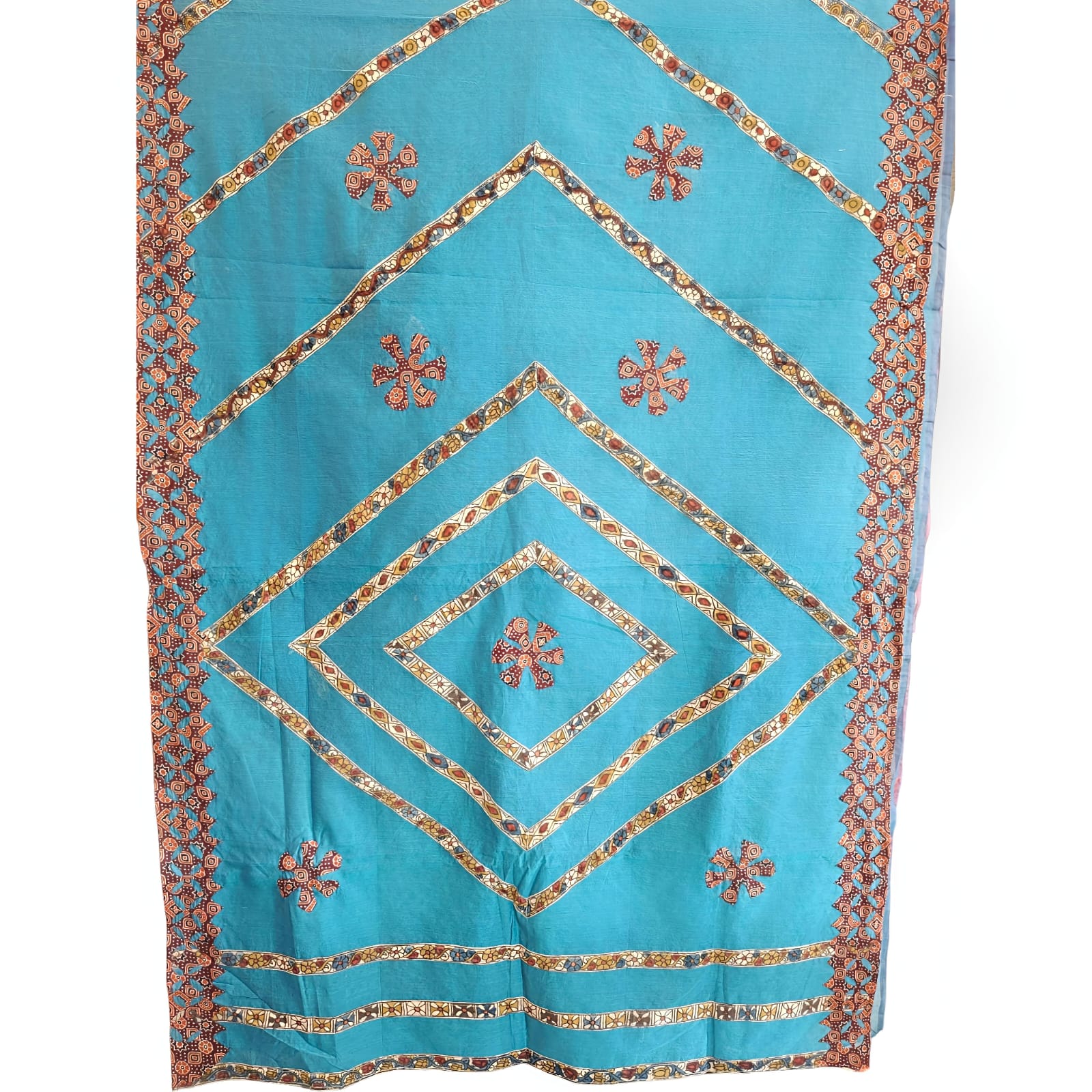 Exquisite Chanderi Saree with Pen Kalamkari and Barmer Work